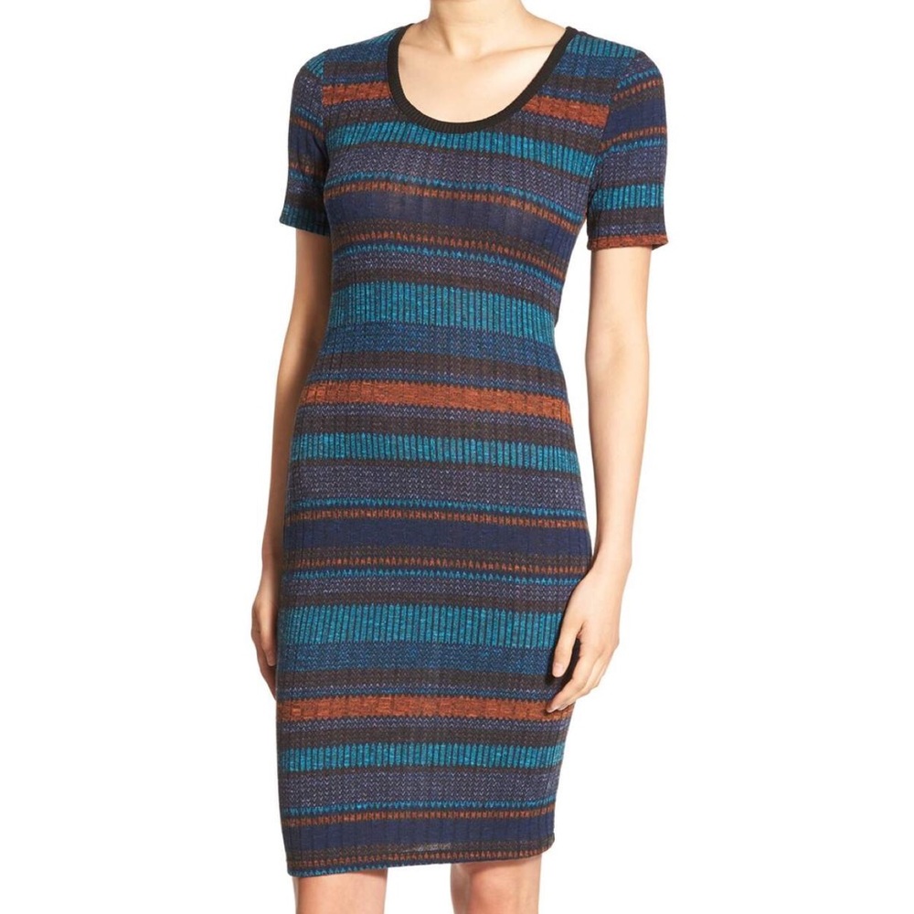 Lush Stripe Ribbed Knit Bodycon Dress XS